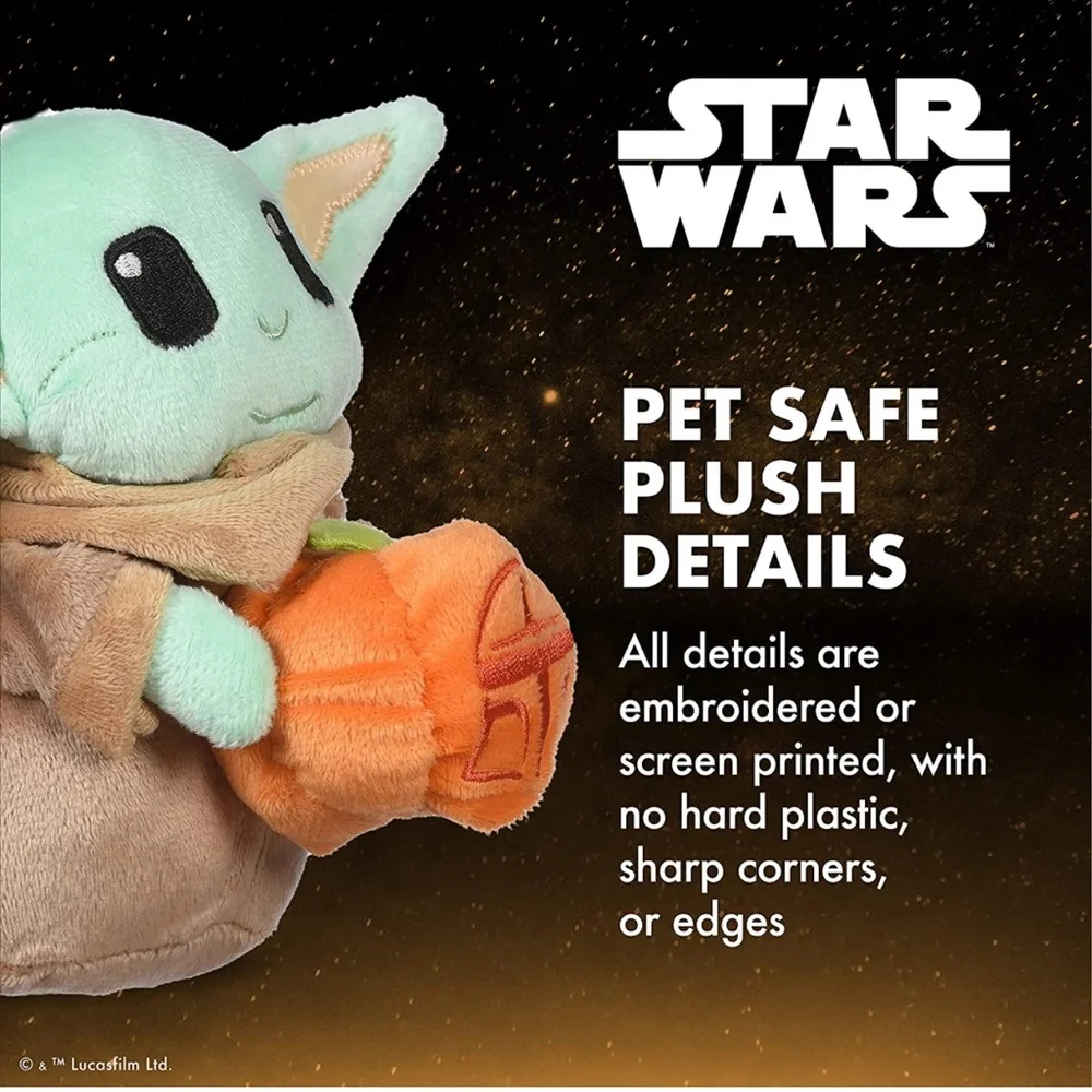 🆕 STAR WARS Halloween Grogu Pumpkin 9” Squeaky Plush Pet Toy